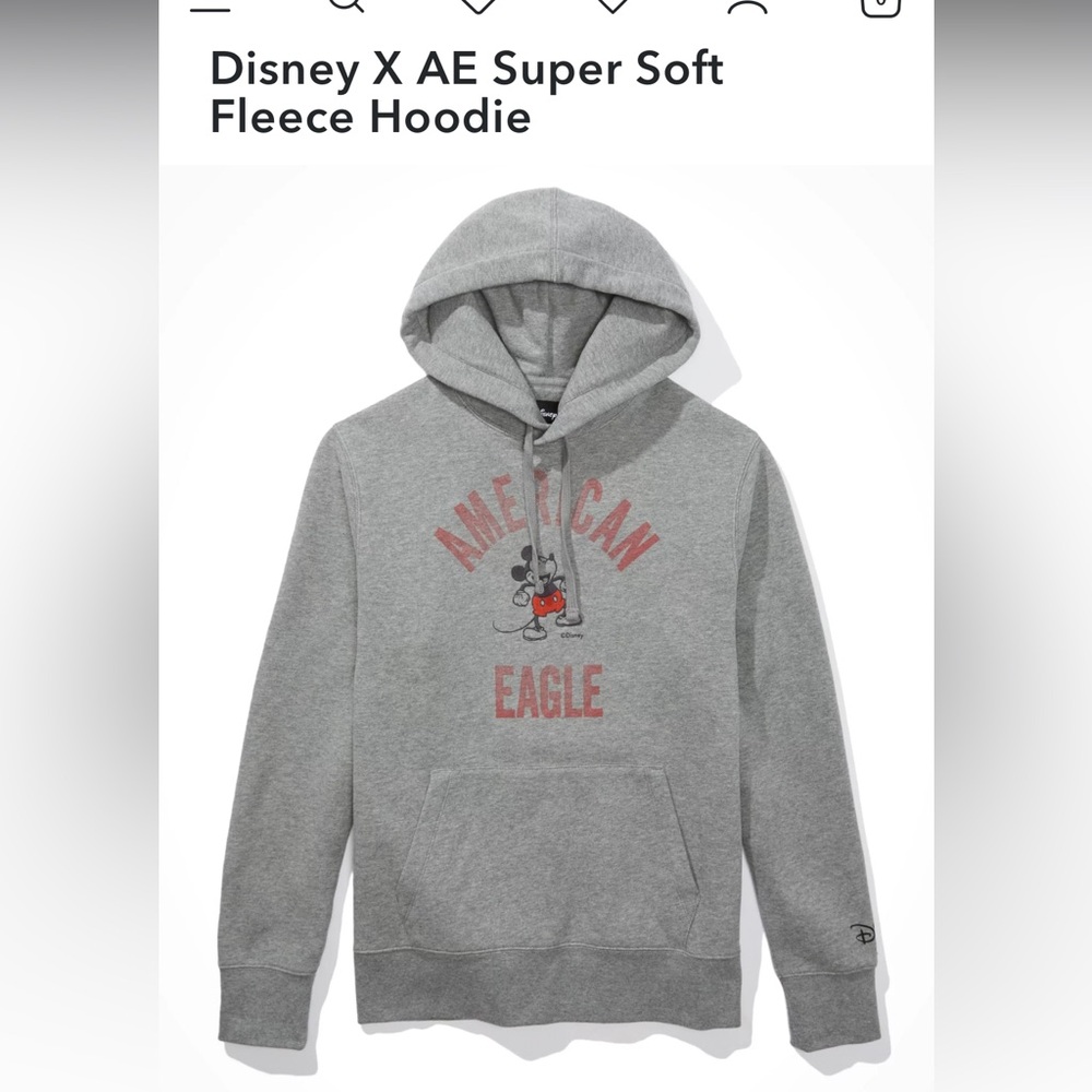 Disney x AE Collab Mickey Mouse Super Soft Fleece Hoodie - Picture 1 of 10